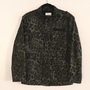 Avec Les Filles Antropologie Camo Leopard Utility Jacket Outerwear Army Green
